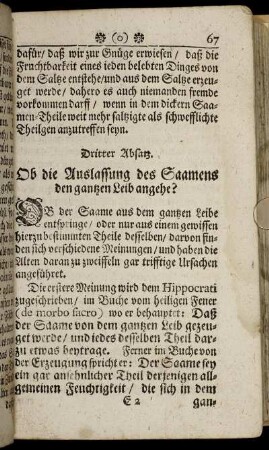 Dritter Absatz. Ob die Auslassung des Saamens den ganzen Lein angehe?