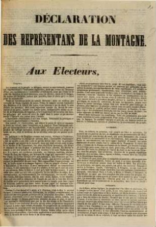 Déclaration représentans de la Montagne