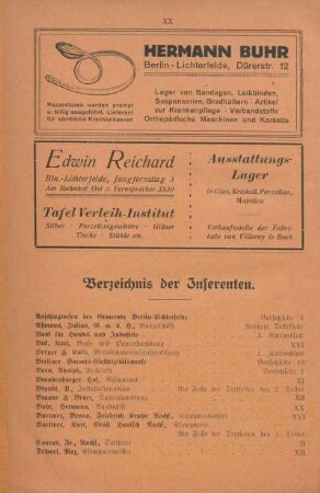 Verzeichnis der Inserenten