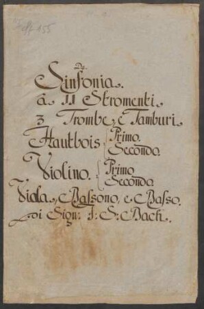 Oster-Oratorium. Auszüge; orch, bc; D-Dur; BWV 249; BC D 8a