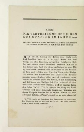 XXXIV. Die Vertreibung der Juden aus Spanien im Jahre 1492