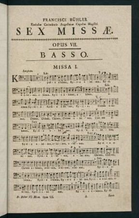 1-40, Sex Missae. Opus VII. Basso.