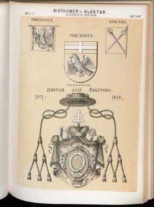 Taf. 206. Osnabrück Bisthum. - Pomesanien. - Samland. - Pomesanien. - Gnesen Bisthum. - Ignatius Graf Ragzynski. 1801 - 1818