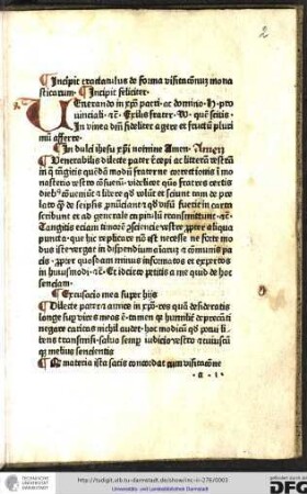 Incipit tractatulus de forma visitationum monasticarum incipit feliciter.