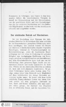 Der elektrische Betrieb auf Kleinbahnen