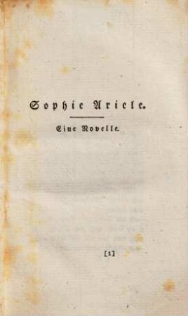 Sophie Ariele : Eine Novelle