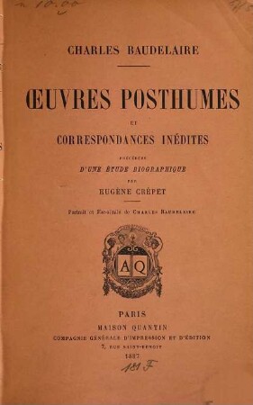 Oeuvres posthumes et correspondances inédites