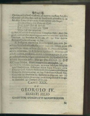 Caput XXIX. De Georgio IV. Ernesti Filio Conditore Episcopatus Mersburgensis