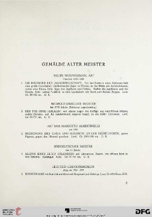 Gemälde alter Meister (Nr. 1-187)