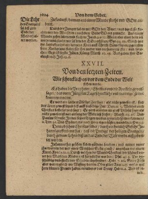 XXVII. Von den letzten Zeiten