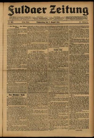 Erste Ausgabe vom Donnerstag, den 07. August 1913.