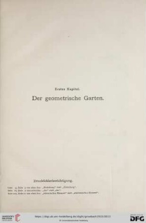 Erstes Kapitel: Der geometrische Garten