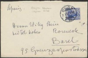 Brief von Dora Hitz an Wilhelm Stein