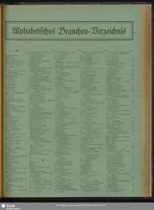 Alphabetisches Branchen-Verzeichnis