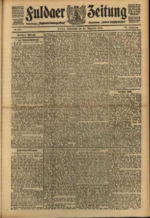 Erste Ausgabe vom Donnerstag, den 23. Dezember 1909.