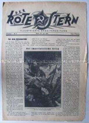 Proletarische Halbmonatszeitschrift "Der Rote Stern" u.a. über den imperialistischen Krieg