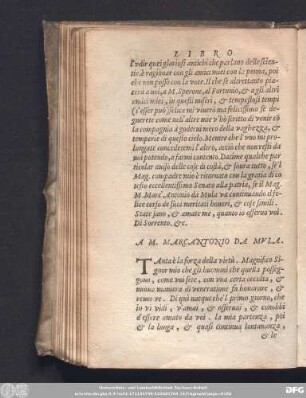 A M. Marcantonio Da Mula.