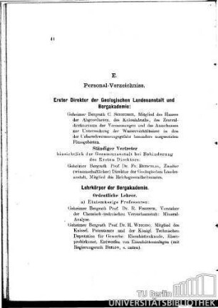 E. Personal-Verzeichniss