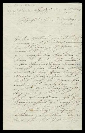 Brief von Louis Spohr an Franz Lachner