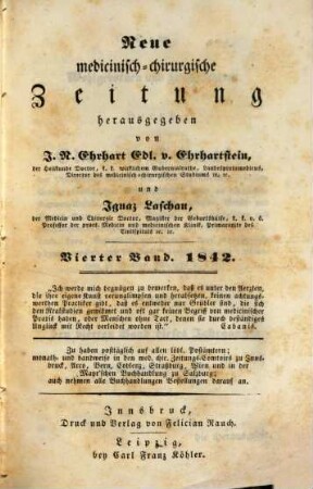 Neue medicinisch-chirurgische Zeitung. 1842, 4