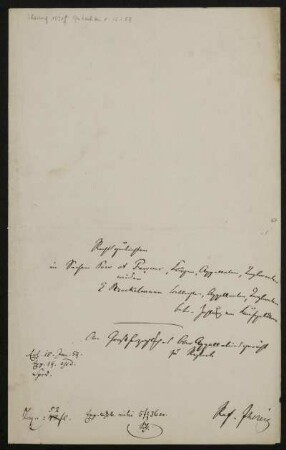 Rechtsgutachten in Sachen Pour et Fancus [...] wider E. Brockelmann [...] betr. Zahlung von Kaufgeldern, Ohne Ort, Januar 1859