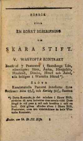 Försök till en korrt Beskrifning om Skara Stift, 3