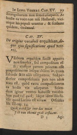 Cap. XV. De origine vocabuli erquikken, deque eius significatione apud veteres.