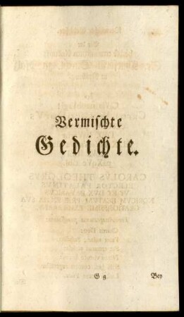 Vermischte Gedichte
