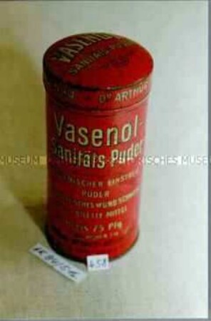 Blechdose für "Vaseno Sanitäts-Puder"