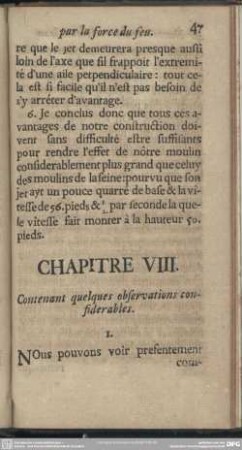 Chapitre VIII. Contenant quelques observations confiderables