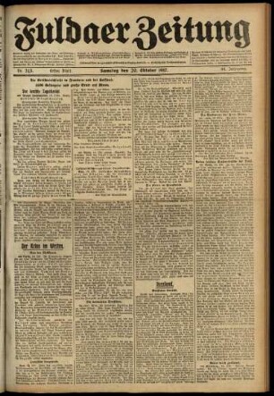 Erste Ausgabe vom Samstag, den 20. Oktober 1917.