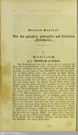 Viertes Kapitel. Von den gekochten, gedämpften und fricasirten Fleischspeisen