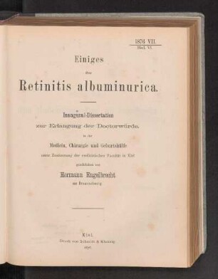 Einiges über Retinitis albuminurica.