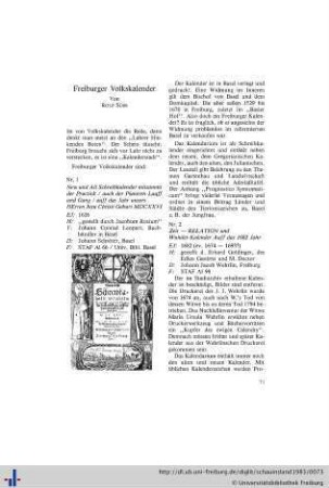 Freiburger Volkskalender.