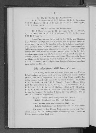 Die wissenschaftlichen Kurse.