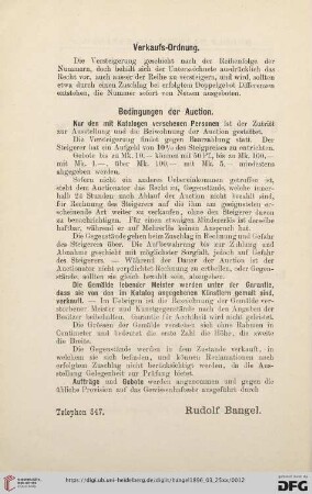 Verkaufs-Ordung/ Bedingungen der Auction
