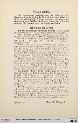 Verkaufs-Ordung/ Bedingungen der Auction