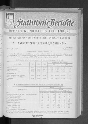 Die Bautätigkeit in Hamburg im September 1959 : Lfd. Nr. 23