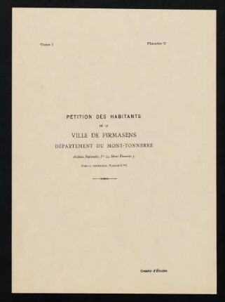 Planche C: Pétition des habitants de la Ville de Pirmasens