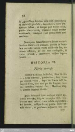 Historia VI. Febris nervosa