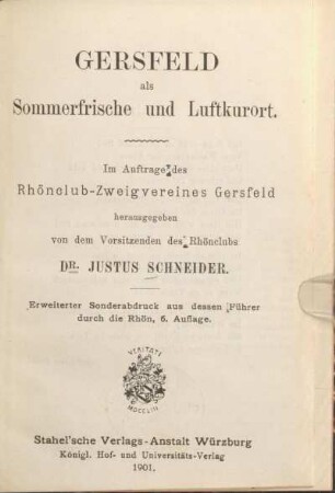 Gersfeld als Sommerfrische und Luftkurort