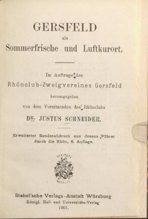 Gersfeld als Sommerfrische und Luftkurort
