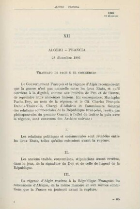 XII Algeri - Francia 28 dicembre 1801
