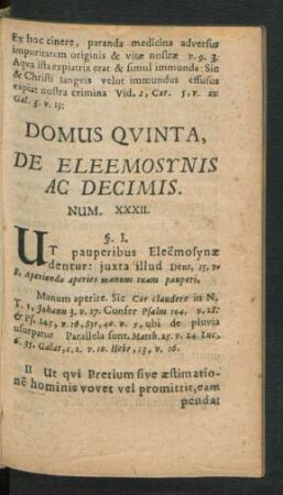 Domus Quinta. De Eleemosynis Ac Decimis.