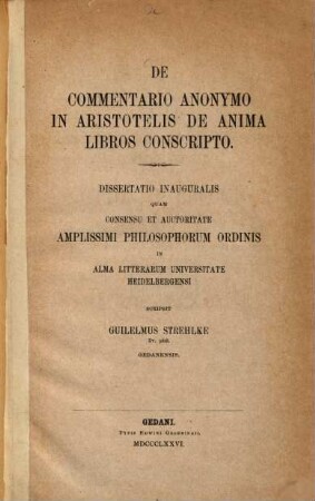 De commentario anonymo in Aristotelis de anima libros conscripto