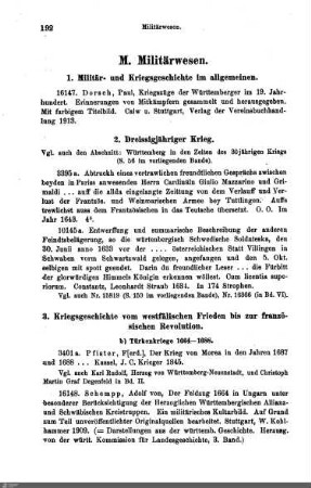 1. Militär- und Kriegsgeschichte im allgemeinen