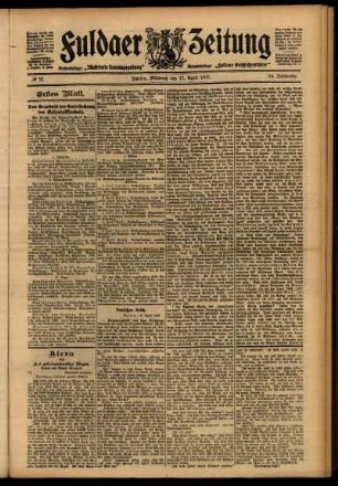 Erste Ausgabe vom Mittwoch, den 17. April 1907.