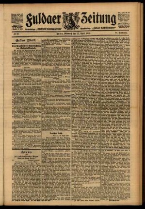 Erste Ausgabe vom Mittwoch, den 17. April 1907.