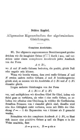 Drittes Kapitel. Allgemeine Eigenschaften der algebraischen Gleichungen.