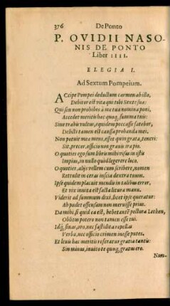 P. Ovidii Nasonis De Ponto Liber IIII.
